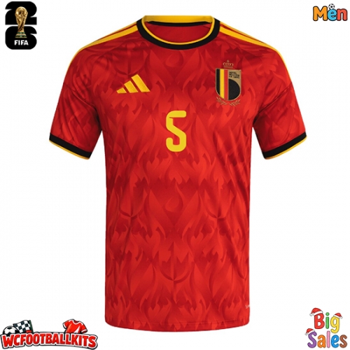 Belgium Maxim De Cuyper #5 Replica Home Stadium Shirt World Cup 2026 Short Sleeve